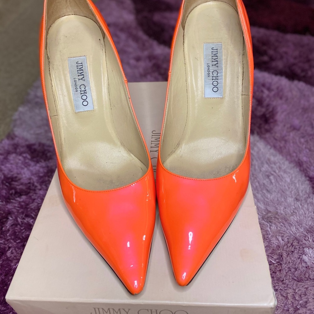 Jimmy Choo Abel Neon Flame Heels - Picture 3 of 7